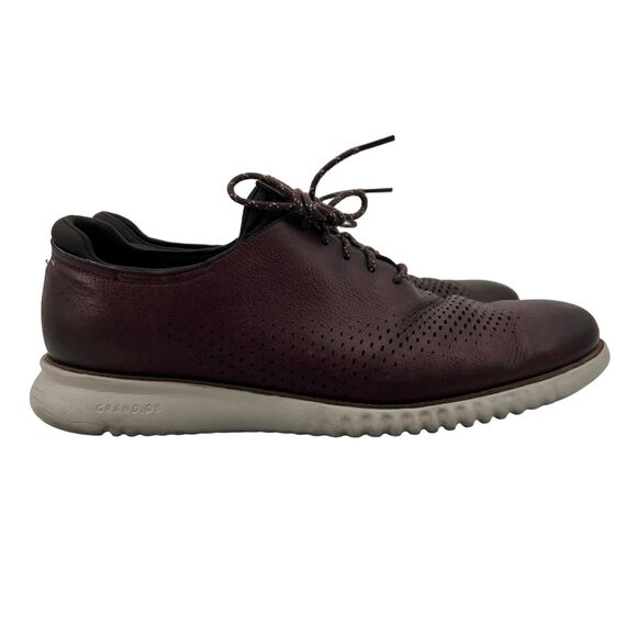 Cole Haan Mens 13 Shoes Zerøgrand Raisin Red Leather Perforated Oxford C34072 - Picture 1 of 13